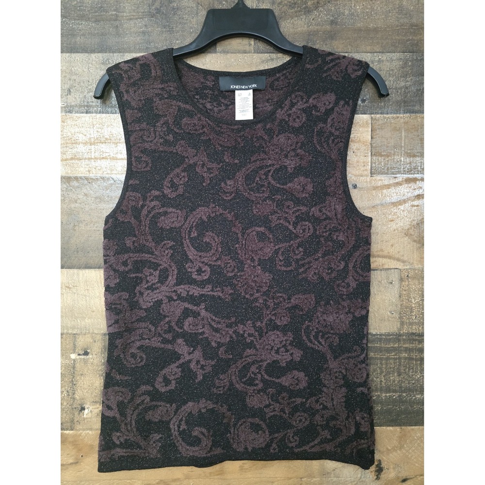 Jones New York Metallic Sparkle Tank Top Shell Women Small Whimsigoth Stretch